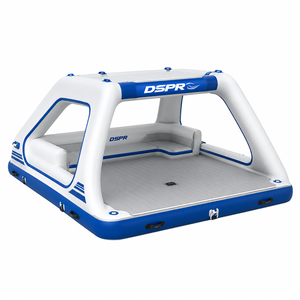 Piattaforma Galleggiante da Spiaggia con Tettoia Parasole, Gradino per Nuoto e Tappetino Antiscivolo per Noleggio Vacanze - Product Image 4