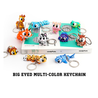 Porte-clés animal à grands yeux multicolore imprimé en 3D, articulations mobiles, mignon, créatif, accessoire de décoration, pendentif de sac fantaisie