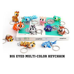 Porte-clés animal à grands yeux multicolore imprimé en 3D, articulations mobiles, mignon, créatif, accessoire de décoration, pendentif de sac fantaisie - Product Image 1