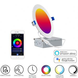 Smart WIFI 6 pulgadas <span class=keywords><strong>LED</strong></span> Luz de techo APP & Control de voz RGBW <span class=keywords><strong>LED</strong></span> Luz empotrada Alexa/Googla Home Panel de luz delgada - Product Image 2
