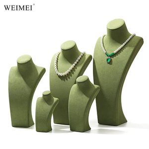 Présentoir à bijoux WEIMEI haut de gamme en métal daim cuir collier buste bijoux vitrine mannequin d'exposition de bijoux - Product Image 5