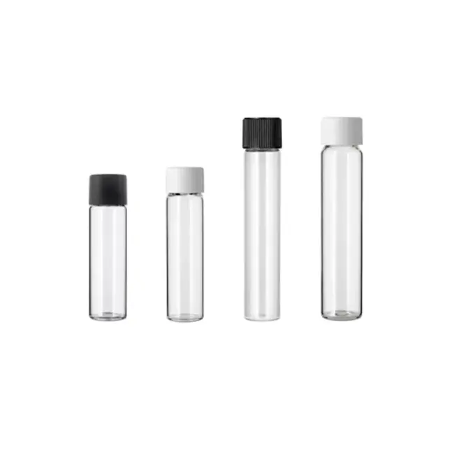 Laboratory Borosilicate Glass Test Tube round Flat Bottom with Leakproof Aluminum Screw Cap for Chemical Use