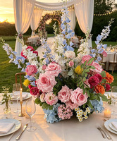 Centre de table de mariage populaire, arrangement floral pour événements, boule de fleurs artificielles d'hortensia bleu-vert mélangé, centre de table d'autel