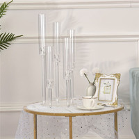 Porte-bougie en acrylique transparent de bonne qualité à 5 bras, candélabre en plastique, centre de table pour mariage, porte-bougie en acrylique
