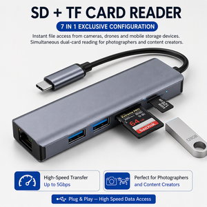 <b>USB</b> C <b>Hub</b> 7 in 1 6 in 1 100W PD 4K <b>USB</b> 3.0 SD TF RJ45 Ethernet Type C Multiport Adapter Wholesale - Product Image 2
