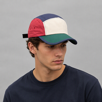 Casquette de camping 5 panneaux à blocs de couleur personnalisés, casquette de camionneur en coton multi-écussons, casquette de campinguriste à visière incurvée, réglable, pour activités de plein air, course et camping