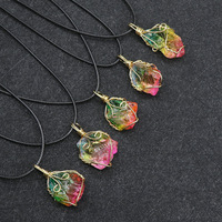 Pendentif en cristal de guérison des chakras HY Wholesale, pierres brutes colorées arc-en-ciel, bijoux