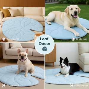Pet Cooling <b>Mat</b> <b>Large</b> Leaf-shaped Luxury Modern Soft Eco-Friendly Hypoallergenic Washable Anti-slip Durable Pet Cooling Pad for - Product Image 5