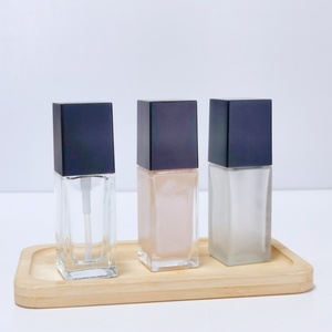 Custom Makeup 30ml Empty Square Cosmetic Packaging Transparent Frosted Liquid Foundation Glass <b>Bottle</b> With <b>Pump</b> - Product Image 6