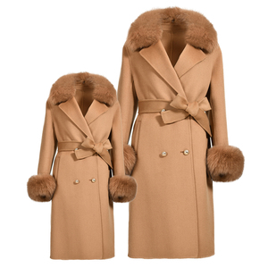 New Hot <strong>Sale</strong> Winter Fashion <strong>Ladies</strong> Double Sided Cashmere <strong>Coat</strong> Real Fox Fur Collar Wholesale High Quality Wool Fur <strong>Coat</strong> Women - Product Image 4