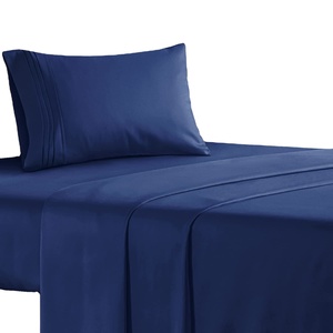 Queen Size Luxury Pure <strong>Navy</strong> Blue Bamboo Bed Sheet <strong>Set</strong> <strong>Duvet</strong> Cover <strong>Sets</strong> for Bedding - Product Image 4
