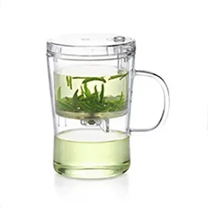 400ml Borosilicate ग्लास प्रेस नीचे बटन वितरण शराब बनानेवाला Gongfu कॉफी चायदानी कप Infuser के साथ