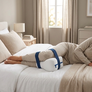 Orthopedic Memory Foam Knee Pillow <strong>Heart</strong> <strong>Shaped</strong> Leg <strong>Cushion</strong> for Side Sleepers with Elastic Strap Removable Cover - Product Image 5
