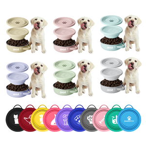 Mangkuk anjing stainless steel 32oz dengan tutup silikon dan mangkuk dapat dilepas membawa dengan tas anjing wadah makanan luar kotak sampel - Product Image 6