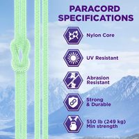 Cordon de parachute réfléchissant 550 lb 4 mm, cordon de parachute lumineux 328 pieds, cordon de tente multicolore, corde à vent pour équipement de camping, kit de survie