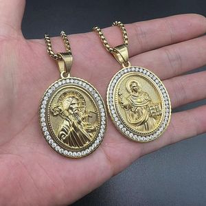 Collar con Colgante de Figura Religiosa Hip Hop, Geométrico, de Acero Inoxidable, Chapado en Oro, con Circonitas, para Hombre y Mujer, Regalo, Marca Yunnique - Product Image 4