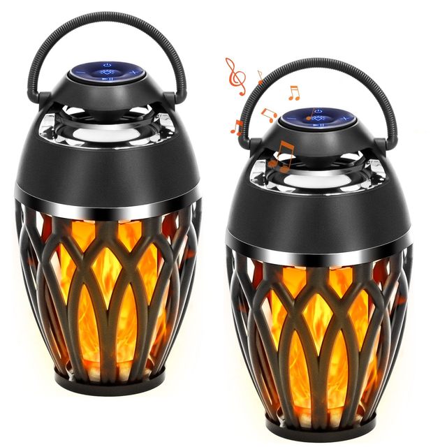 Outdoor for 5.0 Speakers with Flame Light & LED Flashing IPX5 Waterproof Battery Powered TWS Mobile Phone Compatible
