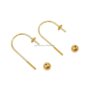 Gold 18K Jewelry Mountings For Pearl Earring Findings Wholesaler