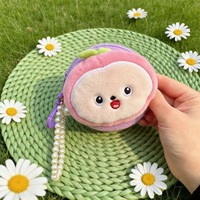 Porte-monnaie mini en peluche écologique, doux et rembourré, avec porte-clés léger, motif dessin animé 3D, imprimé en relief, avocat et pastèque