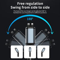 Chargeur de voiture télescopique 120W double port Type-C/USB, 3-en-1, avec cuivre, charge ultra-rapide SCP DC, modèle X1