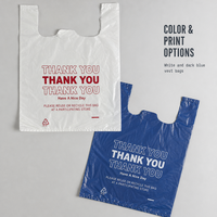 Sacs de courses réutilisables en plastique blanc et bleu foncé avec message de remerciement imprimé, personnalisables, couleur sur mesure, vente en gros