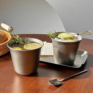 Tasse à café en acier inoxydable de qualité alimentaire, style rétro américain, givrée, pour boissons froides, à large ouverture, épaissie, style industriel - Product Image 1