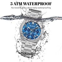 Montre Homme Chronographe Quartz Tendance Affaires, Cadran en Verre Acier Inoxydable 44mm, Étanche 5 ATM, Aiguilles Lumineuses - Grande Vente
