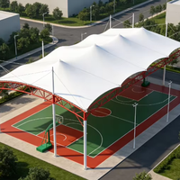 Toit sportif en membrane tendue PVDF imperméable, structure en acier galvanisé, auvent pour terrain de basket extérieur