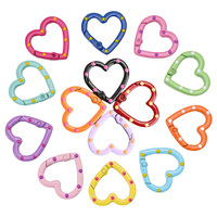 Mousqueton à ressort en forme de cœur peint coloré de 25 mm, motif à pois, anneau ouvert, fermoir à ressort, porte-clés pour accessoires de bricolage