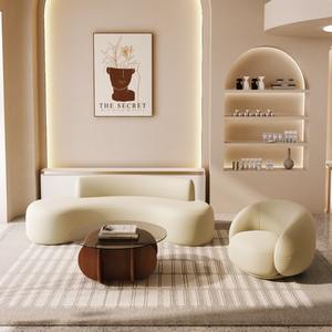 हल्के लक्जरी क्रीम शैली घुमावदार सोफे के साथ छोटे अपार्टमेंट रहने वाले कमरे के फर्नीचर के लिए कमरे के फर्नीचर के लिए - Product Image 4