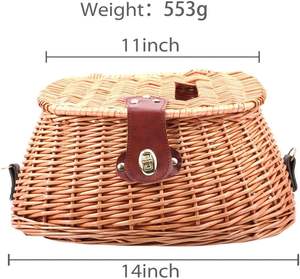YULIN JIAFU Vintage balık sepeti, hasır balıkçı tuzakları kafes bas alabalık levrek balık durumda ayarlanabilir omuz askısı ile (kahverengi) - Product Image 4
