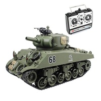 Modèle de char de combat télécommandé Heng Long 1/16 U.S.M4A3 Sherman, fréquence 2,4 GHz, batterie rechargeable 7,4 V 1200 mAh, 20 minutes d'autonomie