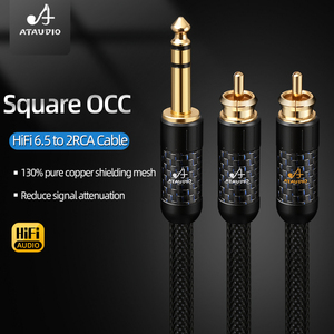 OEM ODM de alta calidad 6,3 TRS macho 2 <span class=keywords><strong>RCA</strong></span> macho <span class=keywords><strong>Cable</strong></span> cuadrado OCC Core 6,5/6,35mm Dual <span class=keywords><strong>RCA</strong></span> macho altavoz micrófono Piano MP3 - Product Image 2