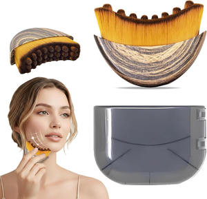 Cepillo de Masaje Facial Curvo para Drenaje Linfático, con Cerdas Naturales Suaves, para Masaje en Seco - Product Image 1