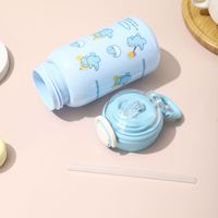 Nouvelle gourde portable en PC anti-fuite à double compartiment, motif dessin animé, avec paille, pour étudiantes et enfants, vente en gros