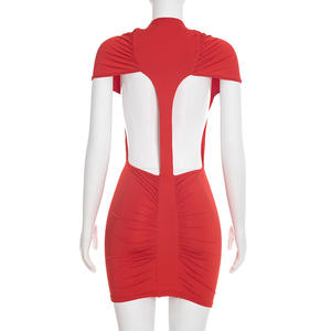 Robe d'été pour femmes Viviblook C26DS023, nouvelle robe décontractée unie, sexy, dos nu, moulante, mini robe de soirée - Product Image 5