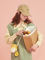 Sac seau rond personnalisé à une épaule pour femmes, sac de crème glacée de crème de miel de broderie de corps croisé