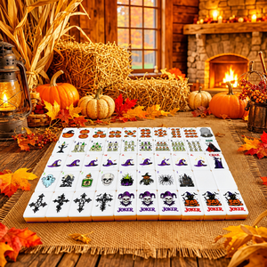 Juego <span class=keywords><strong>de</strong></span> Fichas <span class=keywords><strong>de</strong></span> Mahjong <span class=keywords><strong>de</strong></span> Halloween, 160 Fichas Acrílicas <span class=keywords><strong>de</strong></span> Mahjong Americano, Color Morado Medianoche con Estuche <span class=keywords><strong>de</strong></span> Arañas, Venta al por Mayor OEM - Product Image 1