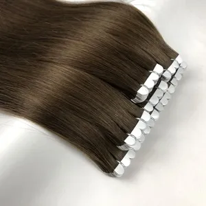 Competitive Price Double Drawn Remy Virgin Human Hair Brown Color Solid Color Tape In Human Hair Extensions