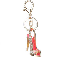 Porte-clés Chaussure à Talon Haut en Strass et Cristal, Décoration de Sac à Main, Porte-clés de Voiture en Alliage