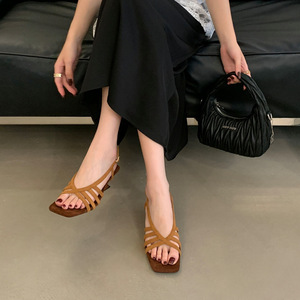Square Toe Women Strappy <b>Block</b> <b>Heel</b> <b>Sandals</b> Ankle Buckle Back Strap <b>Ladies</b> Summer Party Dress Shoes - Product Image 5