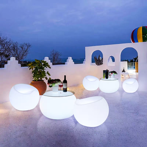 Mesa de Té Luminosa Moderna y Ecológica para Exteriores, Resistente al Agua y a los Rayos UV, Combinación de Mesa y Sillas Pequeñas para Balcón, Hotel - Product Image 2