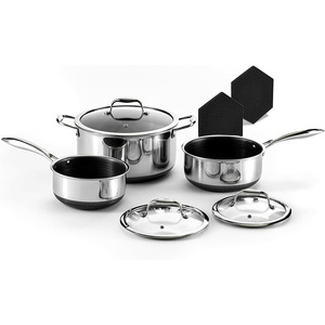 Bán buôn thép không gỉ Cookware Set không dính <span class=keywords><strong>8</strong></span> cái <span class=keywords><strong>Pot</strong></span> Set với Glass Nắp tương thích với tất cả các cooktops - Product Image 1