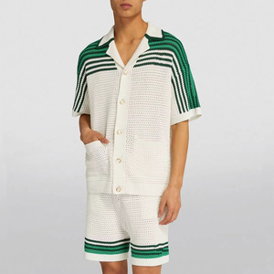 <span class=keywords><strong>Cardigan</strong></span> in Maglia di Cotone Personalizzato da <span class=keywords><strong>Uomo</strong></span> <span class=keywords><strong>Blu</strong></span> e Bianco con Tasche Manica Corta Pantaloncini Camicia Lavorata a Maglia da <span class=keywords><strong>Uomo</strong></span> - Product Image 1