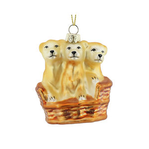 Ours polaire bébés assis sur un canapé vacances cadeau <span class=keywords><strong>boule</strong></span> ornements arbre <span class=keywords><strong>de</strong></span> noël scène décoration pendentif verre peint - Product Image 1