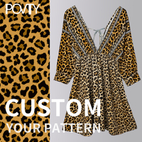 POVTY imprimé personnalisé femmes été taille Empire décontracté Boho robe de plage en mousseline de soie Sexy col en V profond dos nu Mini robe pour la fête