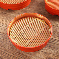 Baril à sushi en plastique ABS rouge-or de haute qualité, assiette à sashimi, effet de brume de glace sèche, qualité alimentaire, pour restaurant japonais et hôtel