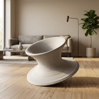 Fauteuil de relaxation pivotant et inclinable moderne en tissu ergonomique pour chambre, appartement, villa, salon et extérieur