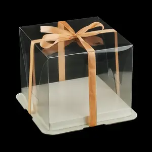 Wholesale Multi Sizes Transparent Cake Box Clear Gift Pastry Packaging Plastic Cake Display Box