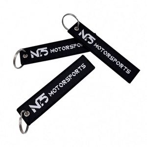 Factory Wholesale <b>Custom</b> Logo Woven Jet Tags Letter Charms <b>Keychain</b> - Product Image 4